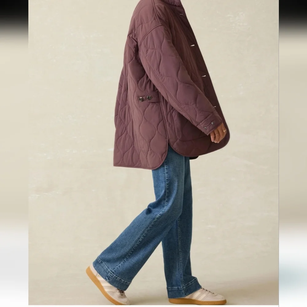 Faherty Horizon series Brown Quilted oversize Jacket size XS/ S - Picture 3 of 16